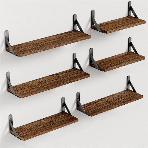 Unbranded 16.5 in. W x 4.7 in. D Brown Farmhouse Floating Shelves, Decorative Wall Shelf (Set of 6)