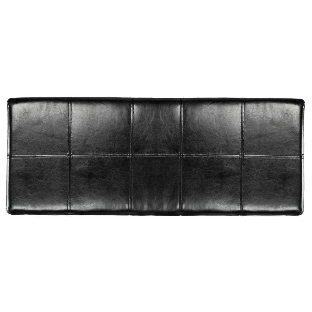 Madison Large Black Leather Storage Bench with Hardwood Frame