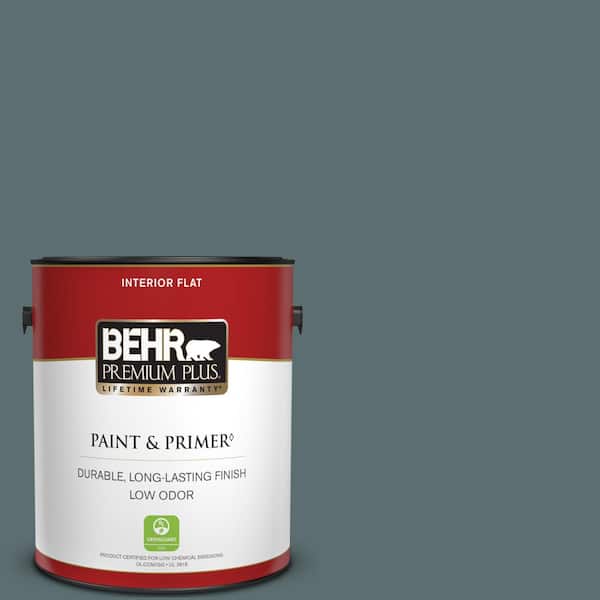 BEHR PREMIUM PLUS 1 gal. #ECC-58-3 Unreal Teal Flat Low Odor Interior Paint & Primer