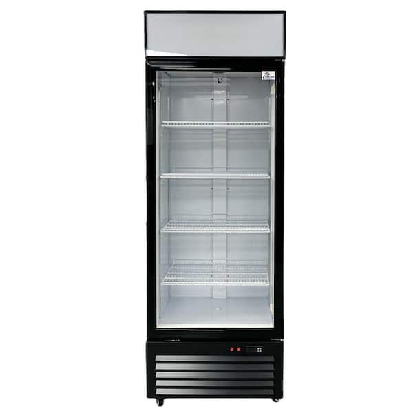24.6 in. W 15 cu. ft. Upright Commercial 1-Glass Door Refrigerator in Black