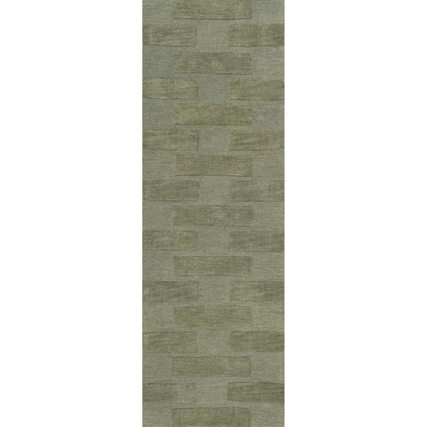 Remy Crosshatch Wool Olive 3 ft. x 8 ft. Indoor/Outdoor Patio Runner Rug