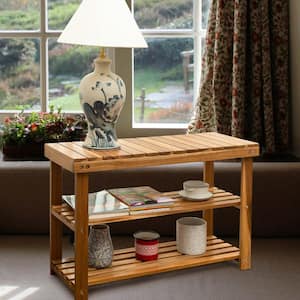 27.6 in. W 17.8 in. H x 11 in. D Solid Wood Rectangular Shelf in Natural Brown