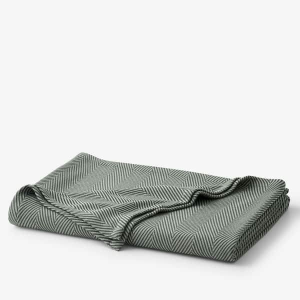 Legends Hotel Elowen Chevron Collection Green Cotton King/California King Woven Blanket
