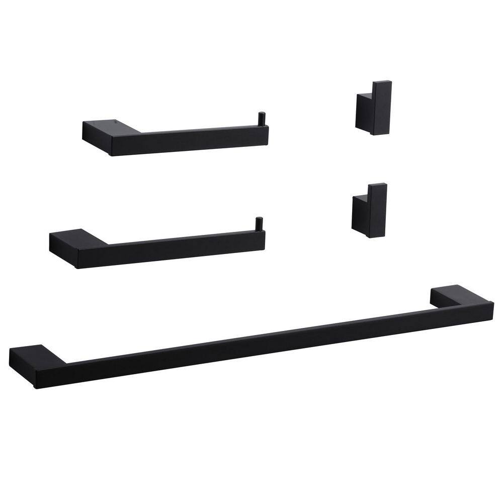5-Piece Bath Hardware Set with 24 in. Towel Bar Toilet Paper Holder and 2 Towel Hooks in Matte Black price history on PriceWatchPro