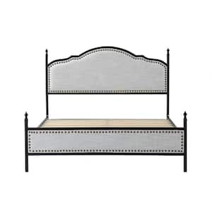 Florentin 56.2 in. W x 78.3 in. D x 43.7 in. H Beige Bed with Metal Legs