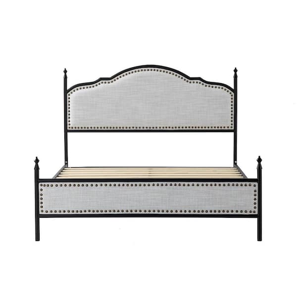 ARTFUL LIVING DESIGN Florentin 56.2 in. W x 78.3 in. D x 43.7 in. H Beige Bed with Metal Legs