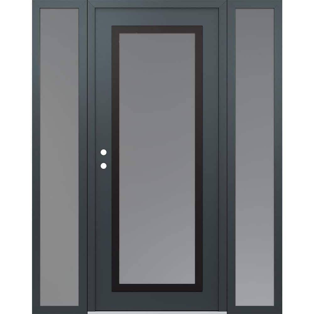 C1 68 in. x 80 in. Black P Right-Hand/Inswing Frosted Glass Anth/Anth 2 Sidelite Steel Prehung Front Door price history on PriceWatchPro