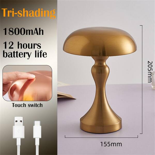 JONATHAN Y Carson Rechargeable Cordless 12.75-in Brass Gold LED