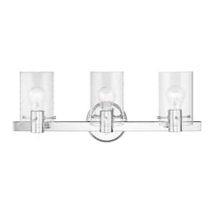 Alexander 22.5 in. 3-Light Polished Chrome Vanity Light with Clear Glass