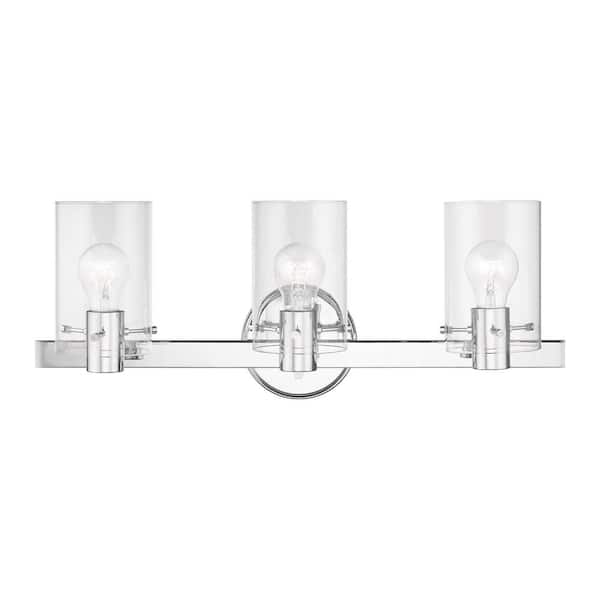 AVIANCE LIGHTING Alexander 22.5 in. 3-Light Polished Chrome Vanity Light with Clear Glass
