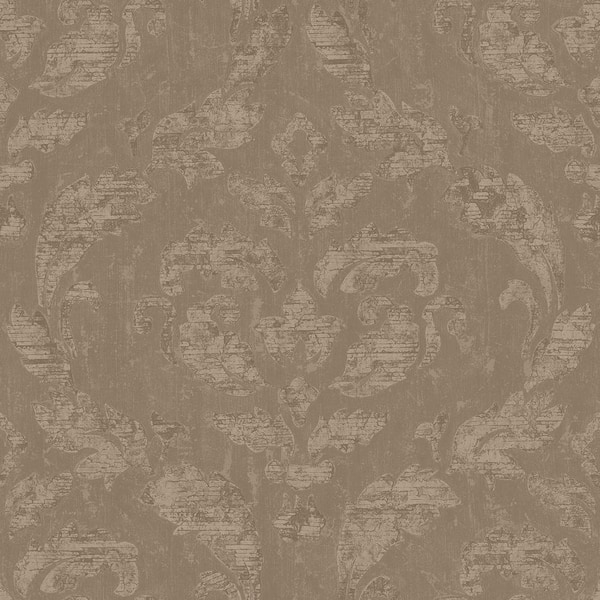 Unbranded Ambiance Taupe Metallic Textured Large Damask Vinyl Non-Pasted Wallpaper (Covers 57.75 sq.ft.)