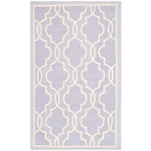 Cambridge Lavender/Ivory Doormat 3 ft. x 5 ft. Geometric Interlace Area Rug