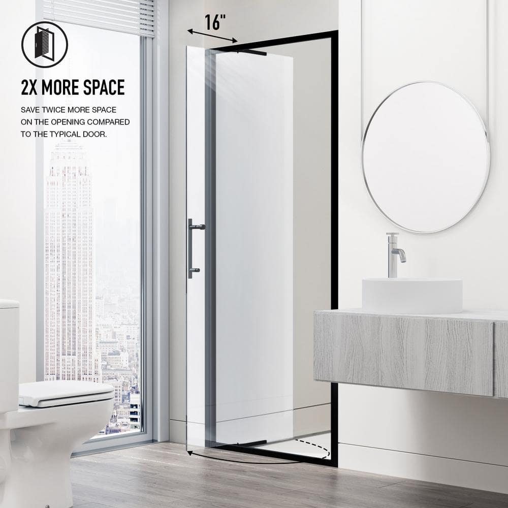 Astoria 76" High Matte Black Framed Pivot Shower Door