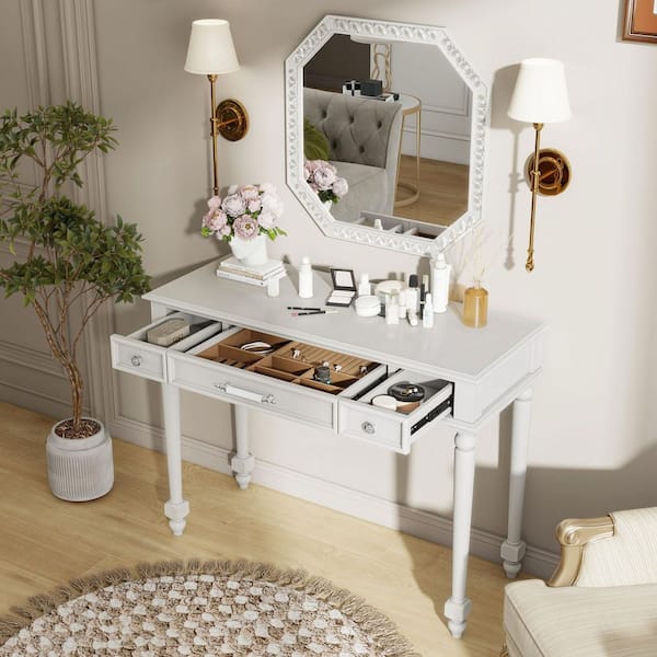 white dresser drawers with mirror HIGDBFE Vanity Adjustable & 4 Drawers, White, 15.3" W hair styling and so much more Furniture of America Florince 2-Piece