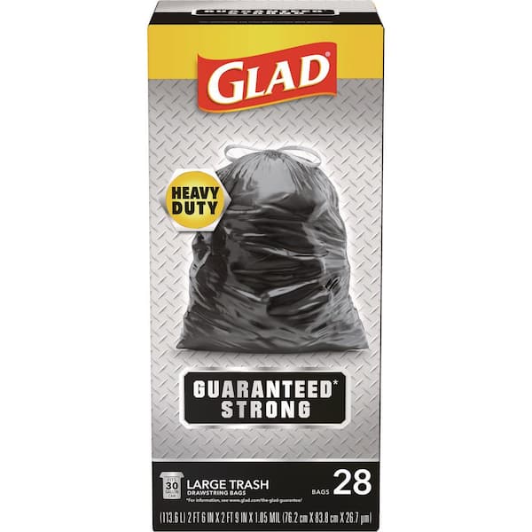 Drawstring Large Trash Bags, 30 gal, 1.05 mil, 30