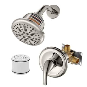 Rain 7-Spray Shower Head Kits Shower Faucet with Valve 1.8 GPM 5.1 in. Adjustable Filtered Shower Head in Brushed Nickel