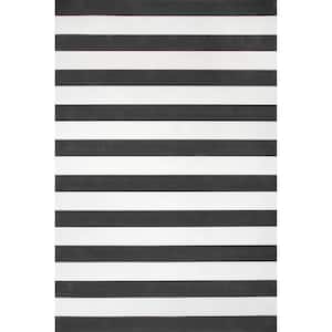 Christa Striped Black 5 ft. x 8 ft. Indoor/Outdoor Area Rug