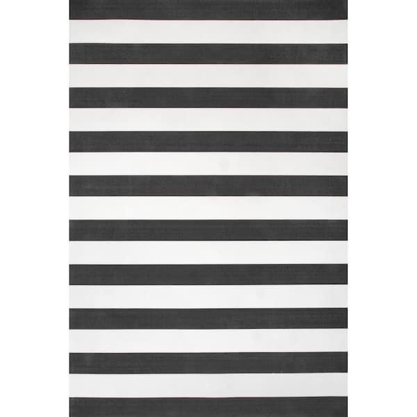 nuLOOM Christa Striped Black 6 ft. x 9 ft. Indoor/Outdoor Area Rug