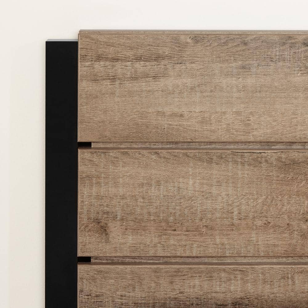 Twin Weathered Oak Platform Bed with Storage Drawers