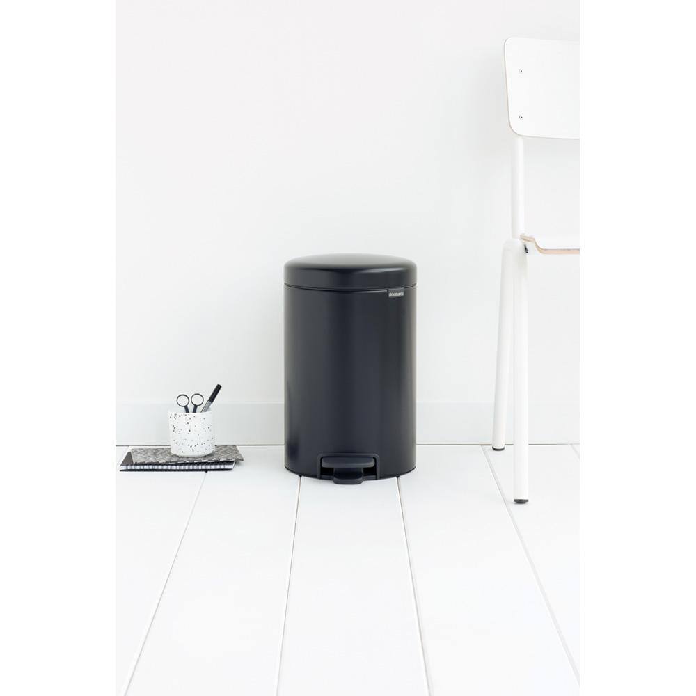 Matte Black Steel Step-On Trash Can with Soft Closure Lid