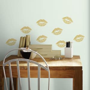 5 in. x 11.5 in. Lip 8-Piece Peel and Stick Wall Decals with Glitter