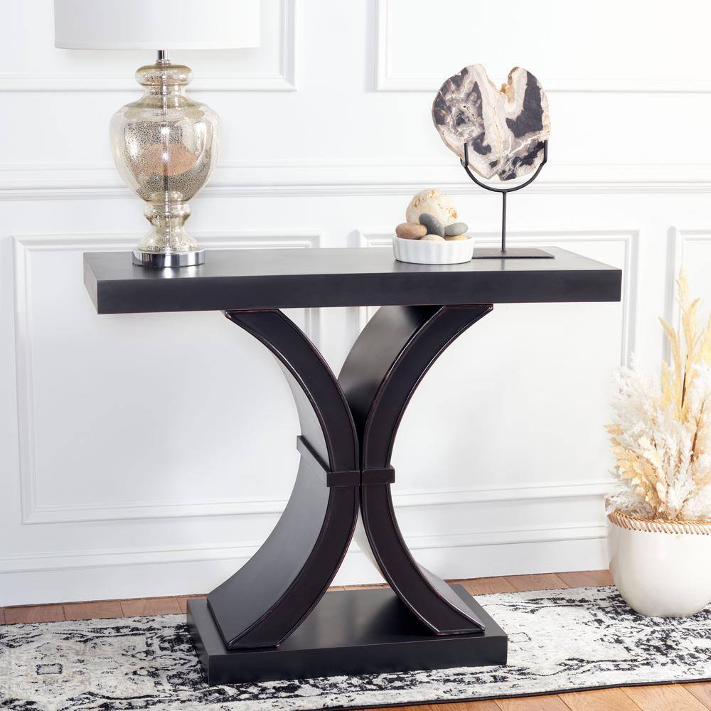 Dryden 40" Black Wood Console Table with Storage