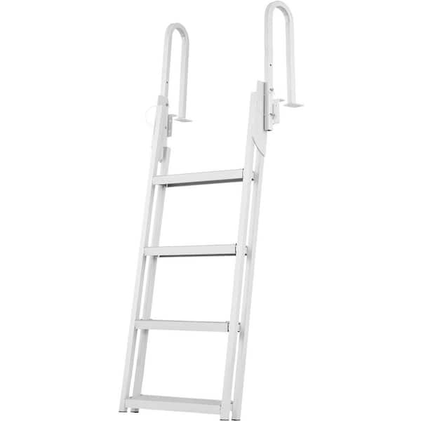 Retractable Dock Ladder 4-Steps 4 in. Wide Standard Adjustable Swim Ladder Aluminum 350 lbs. Load, Dock Ladder