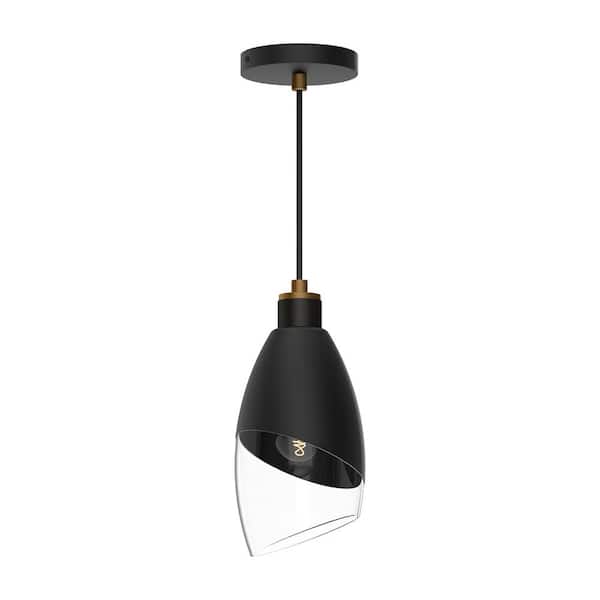 ALORA MOOD Capri 5 in. 1 Light 60-Watt Clear Glass/Matte Black Pendant Light