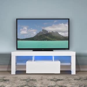 White TV Stand Fits TV's up to 43 in. with Drawer, Modern TV Media Console Entertainment Center