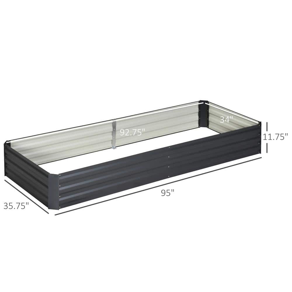 Outsunny Gray Galvanized Metal Raised Garden Bed for Outdoor Plants