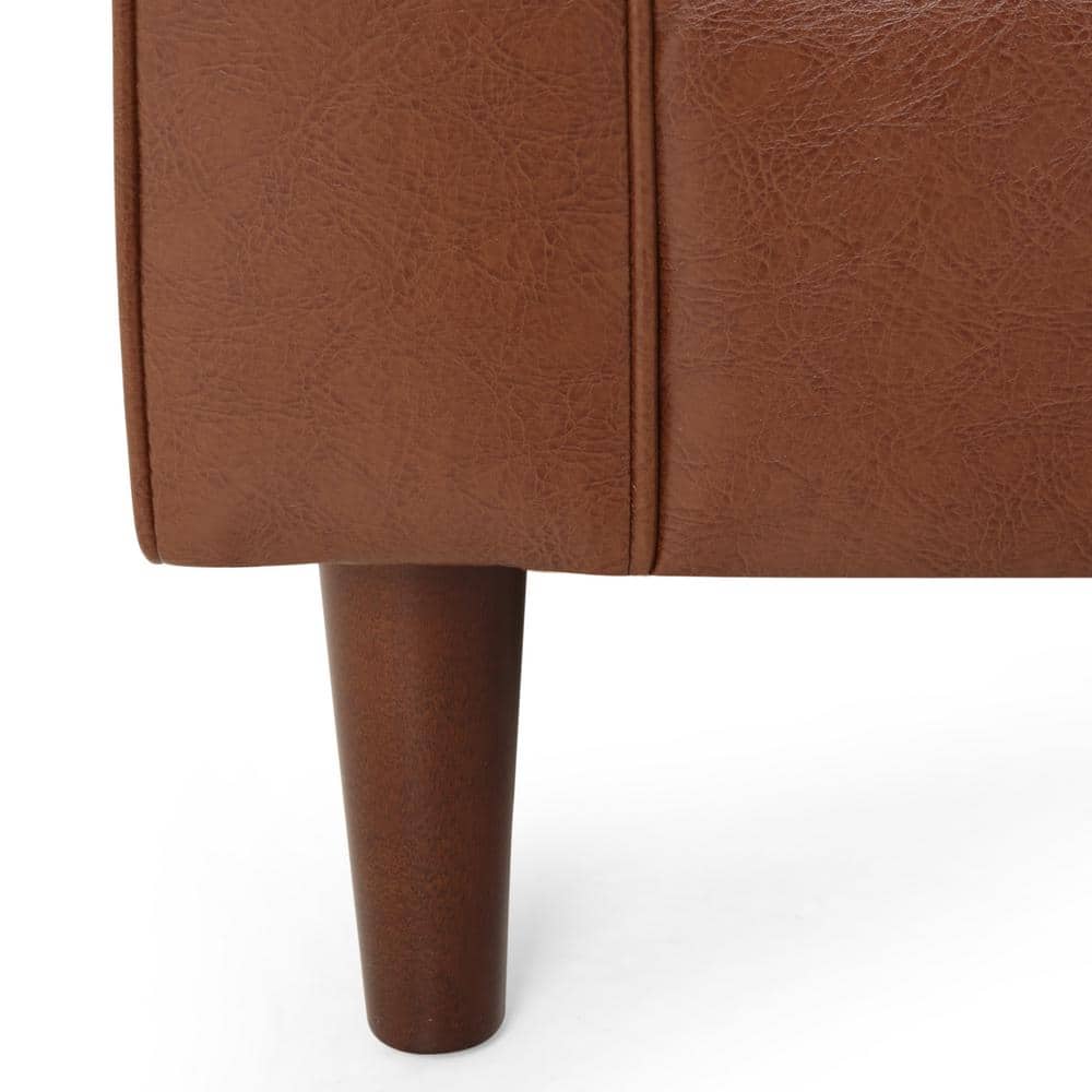 Cognac Brown Faux Leather Tufted 3-Piece Sofa and Club Chair Set