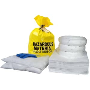 20 Gal. Oil Only Spill Kit Essentials Refill: 40 Pads, 3 Socks, 2 Pillows, Disposal Bags and Gloves