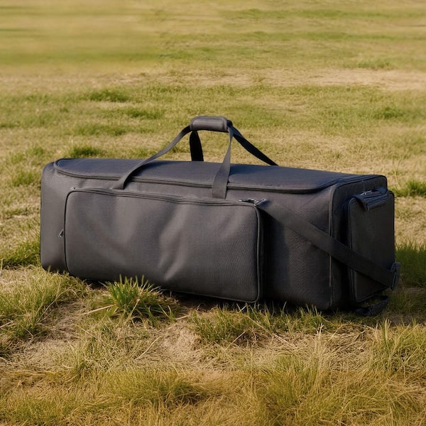 1680D Drum Hardware Bag with Wheels, Drum Set Equipment Carry Bag with Durable Zipper, Smooth PVC Wheels, Black