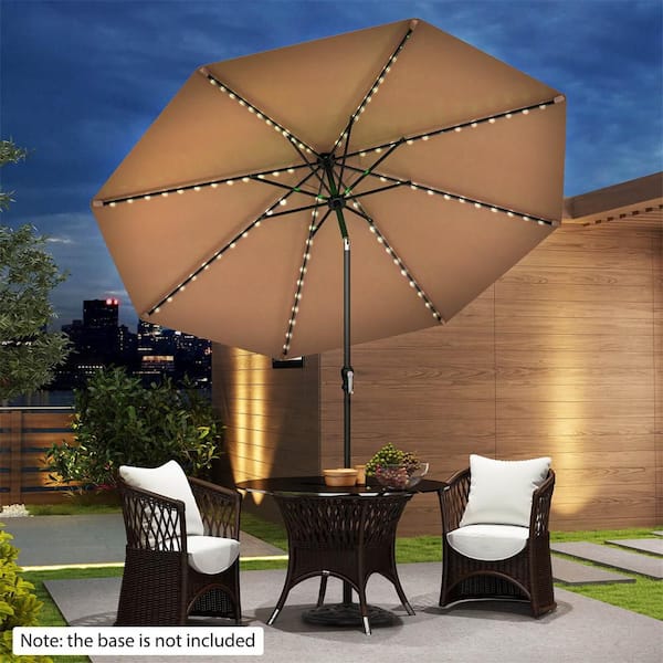 Costway 10 ft. Iron Solar Cantilever 35 Adjustable Tilt Patio Umbrella in  Coffee with 96 LED Lights HCST08704