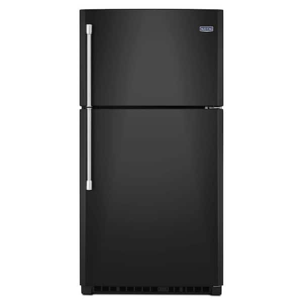 Maytag 21.2 cu. ft. Top Freezer Refrigerator in Black with Stainless Steel Handles