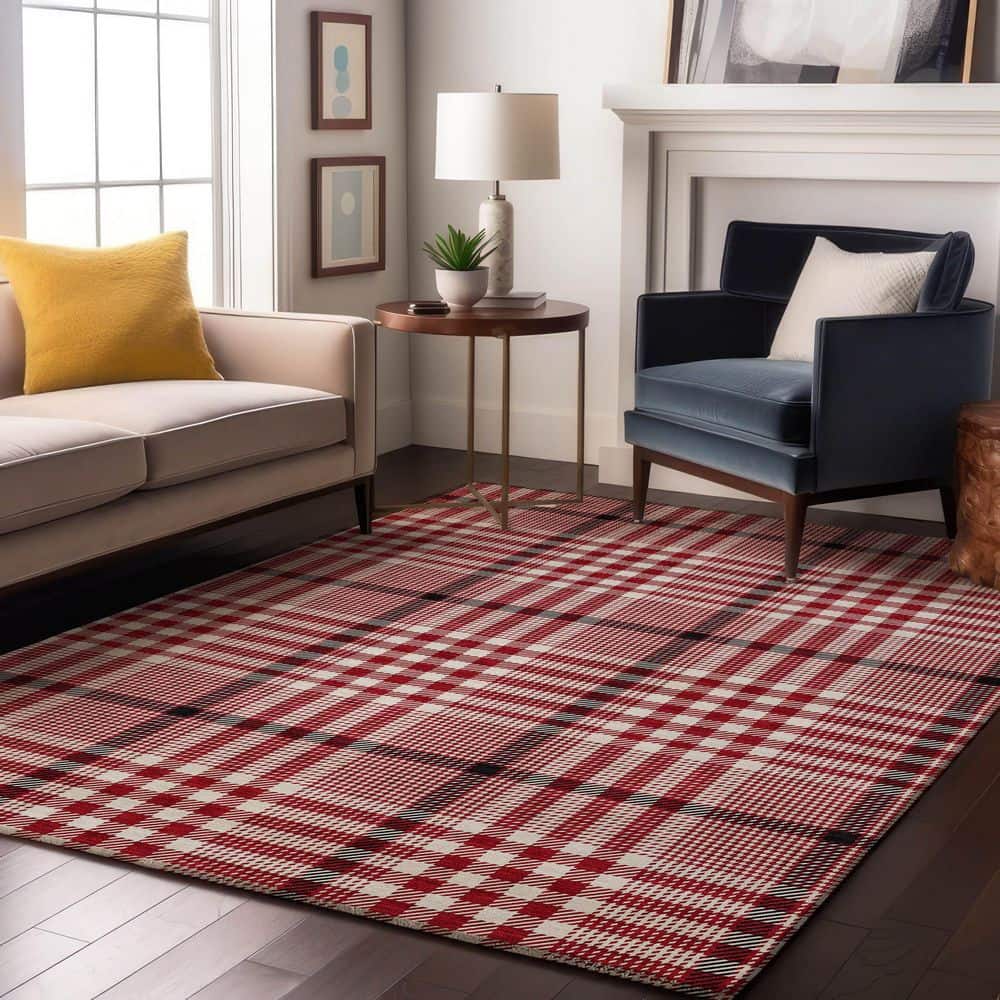 Mayfield Premium Machine Washable Abstract AMF1054 Red 5 ft. x 7 ft. 6 in. Area Rug price history on PriceWatchPro