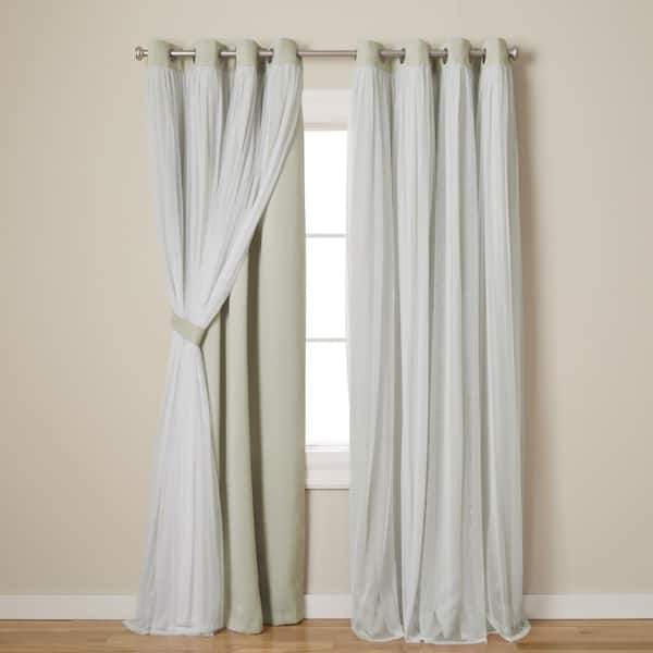 EXCLUSIVE HOME Talia Sand Solid Lined Room Darkening Grommet Top Curtain, 52 in. W x 108 in. L (Set of 2)