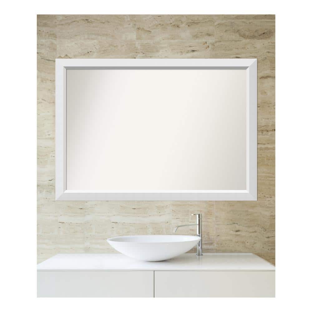 Blanco White 44.25 in. x 31.25 in. Custom Non-Beveled Wood Framed Bathroom 