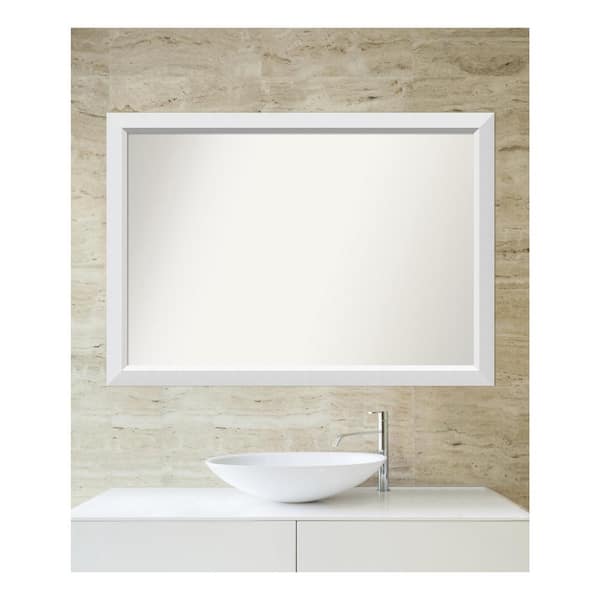 Amanti Art Blanco White 44.25 in. x 31.25 in. Custom Non-Beveled Wood Framed Bathroom Vanity Wall Mirror