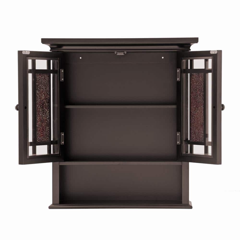 Dark Espresso Glass Mosaic Two-Door Wall Cabinet