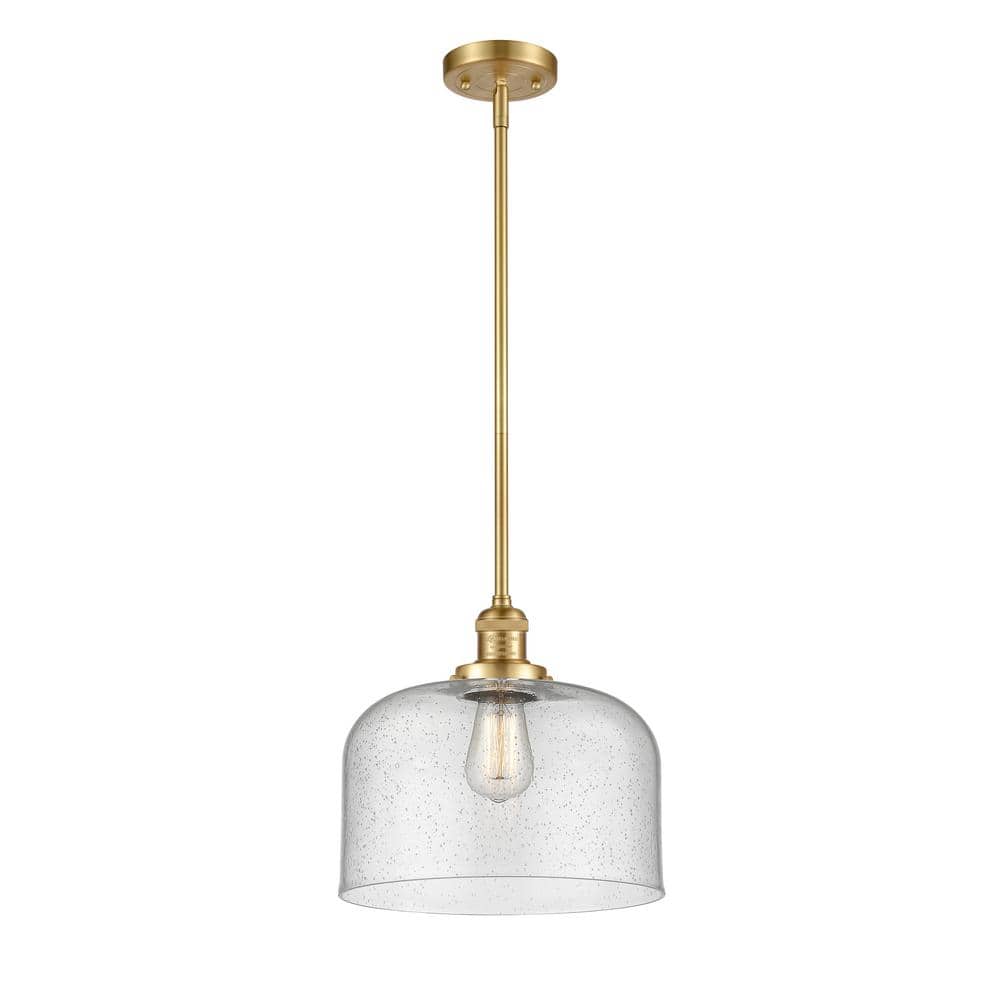 Satin Gold Mini Pendant with Seedy Glass Shade