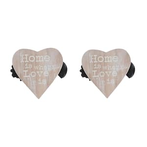 Natural Wood Heart Curtain Tie Back (Set of 2)