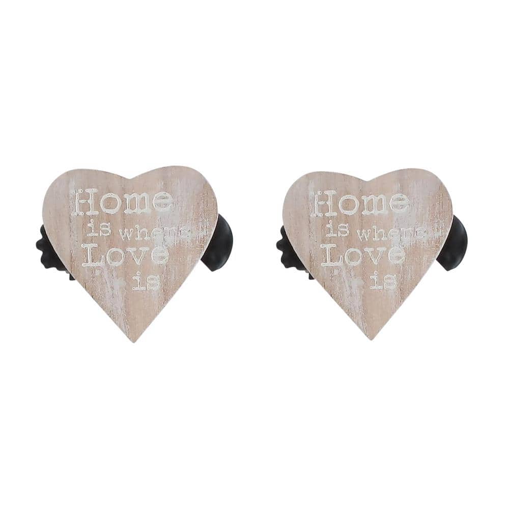 Natural Wood Heart-Shaped Curtain Tiebacks with Clip Design
