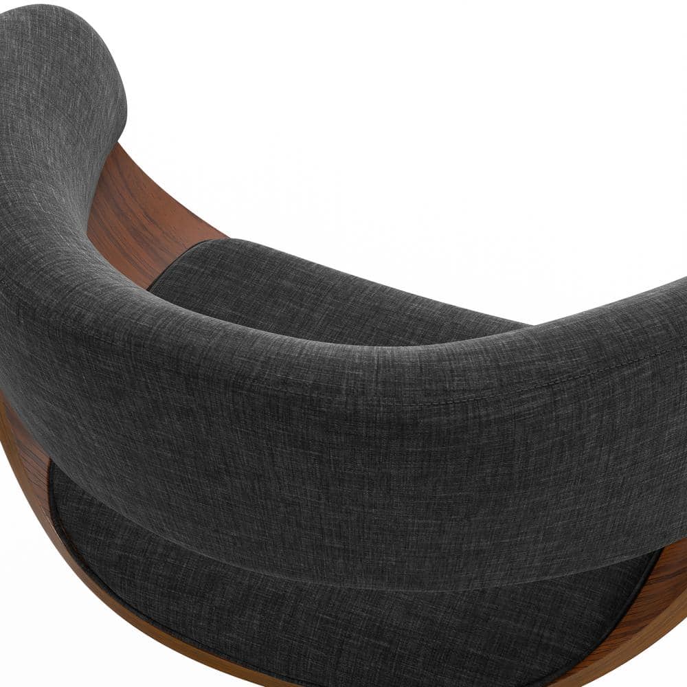 Mid Century Modern Sheldon Adjustable Swivel Stool in Charcoal Grey Linen