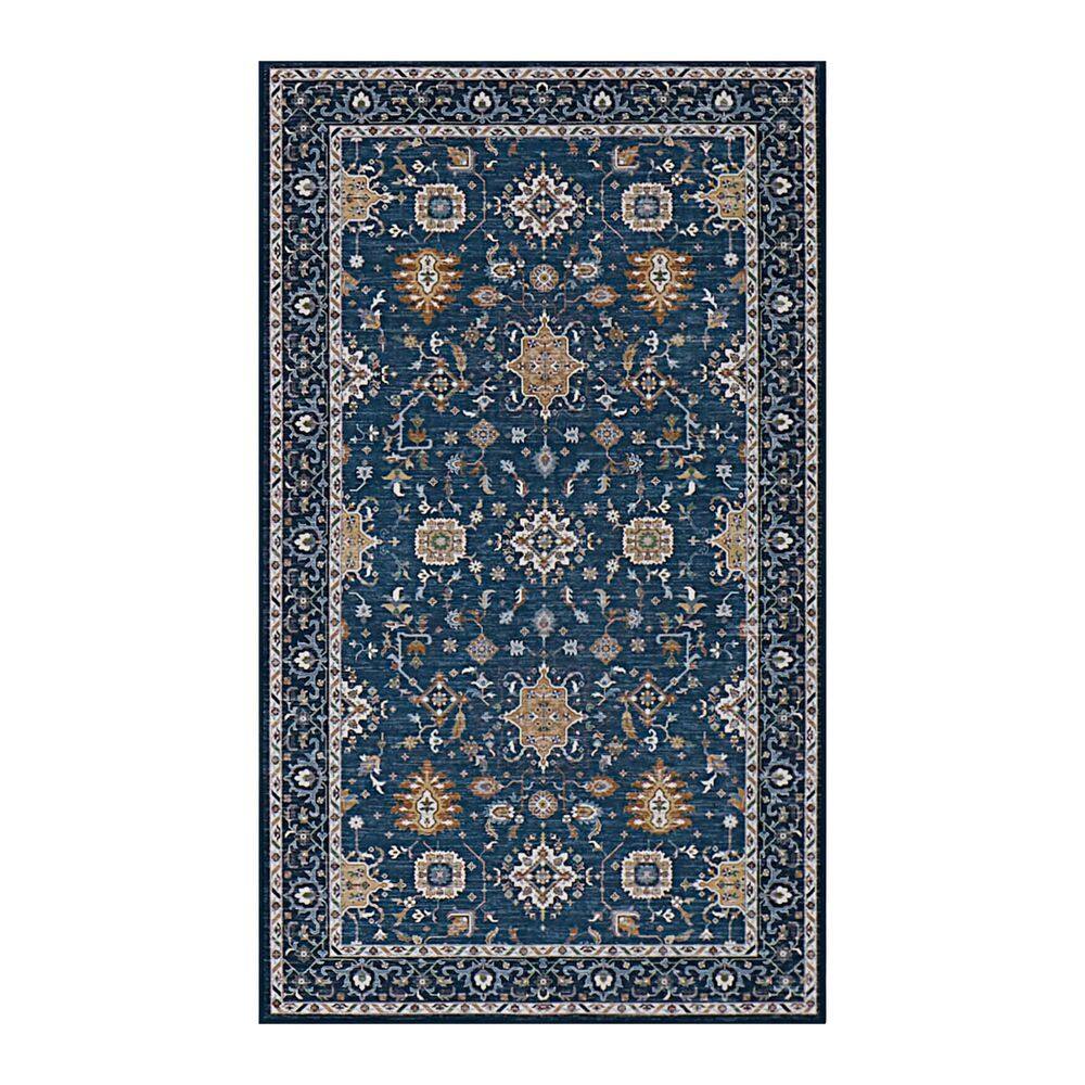 Aure Chenille Blue 2 ft. x 4 ft. Woven Floral Polyester Area Rug price history on PriceWatchPro