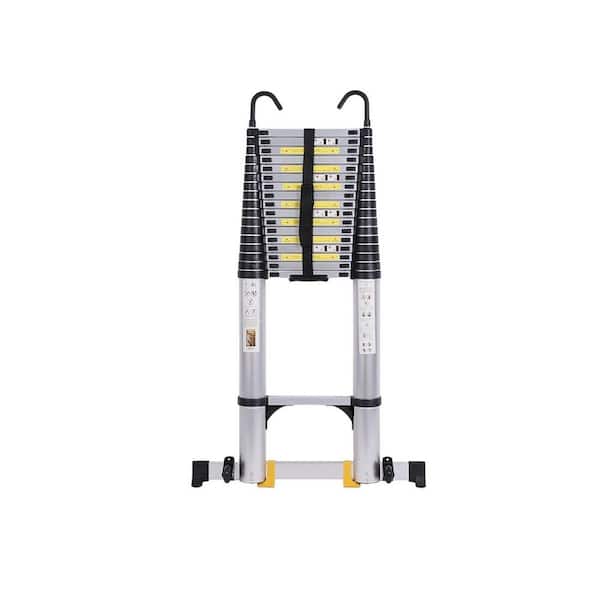 Telescoping Ladder 26.2 ft. Reach Aluminum Multi-Purpose Lightweight Extension Ladder with Tool Tray 330 lbs. Capacity