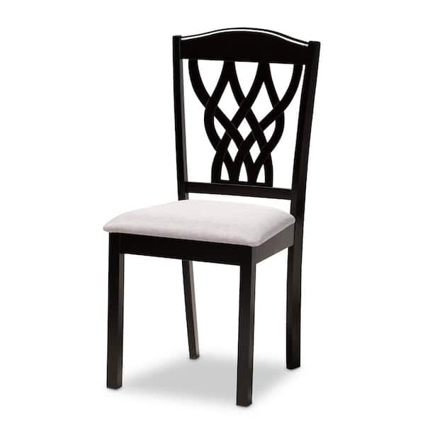 Baxton Studio Delilah Grey and Dark Brown Fabric Dining Chair (Set