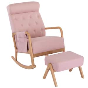 Pink Polyester Fabric Rocking Chair Set of 2