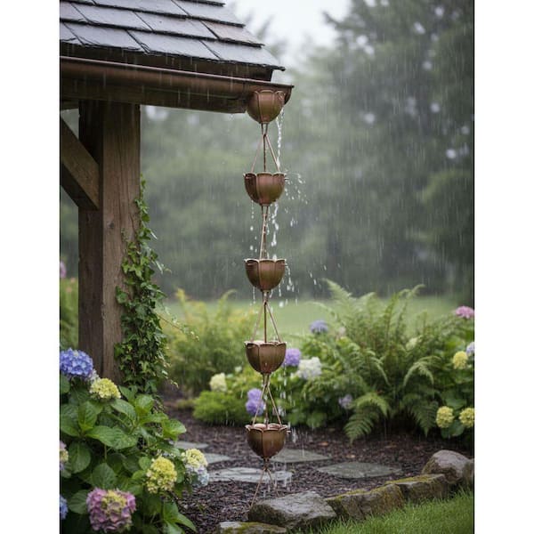 Orchid Series 8. 5ft Copper Series Rain Chain AL44QN7 - The Home Depot