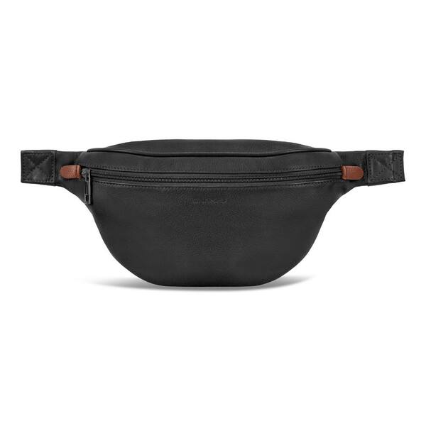 CHAMPS Onyx Collection 12 in., Black Leather Waistpack with RFID